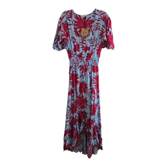 NWT Abel The Label Morning Star Hawaiian Floral Dress High Low Flutter Medium - Picture 2 of 9